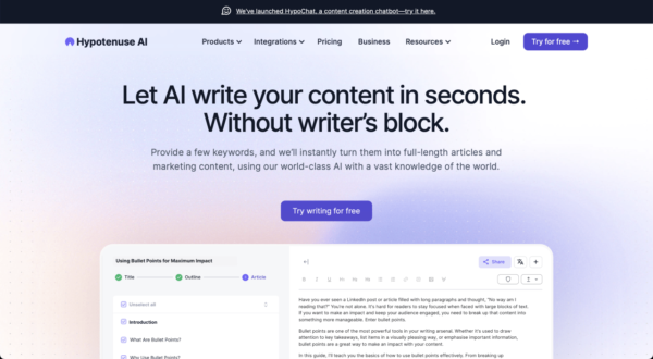 Hypotenuse.ai – Your fast content delivery