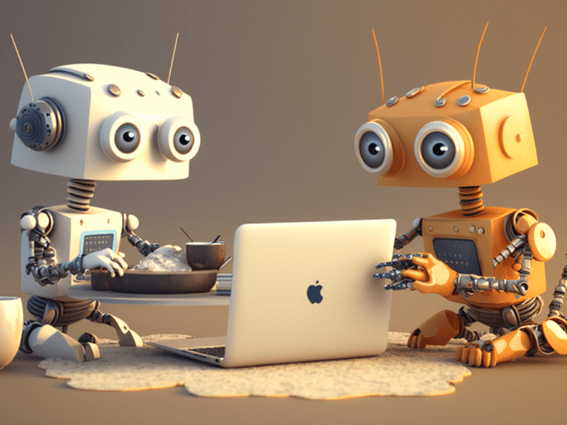 Data Interpretation of two robots staring in a laptop