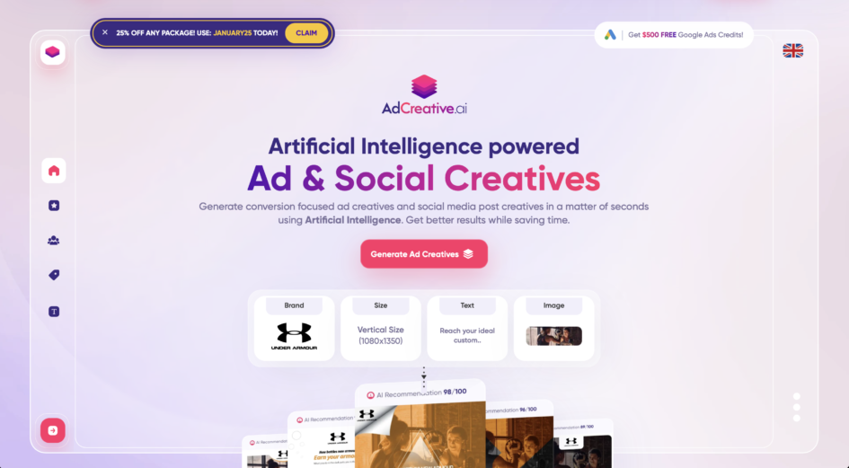 AdCreative.ai - AI supported creativity - Screenshot