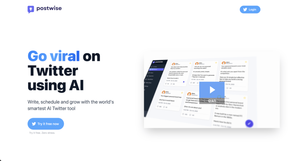 postwise.ai - homepage screenshot for twitter ai