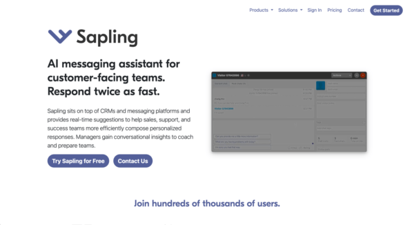 sapling.ai - Screenshot homepage