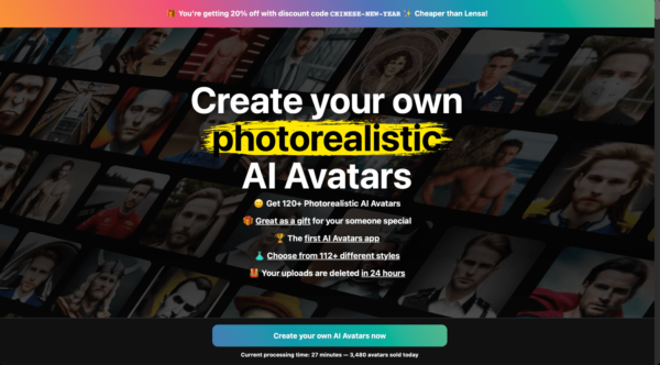 AI Avatar - screenshot of homepage